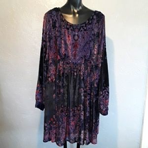 Free people velvet cut away mini dress size large